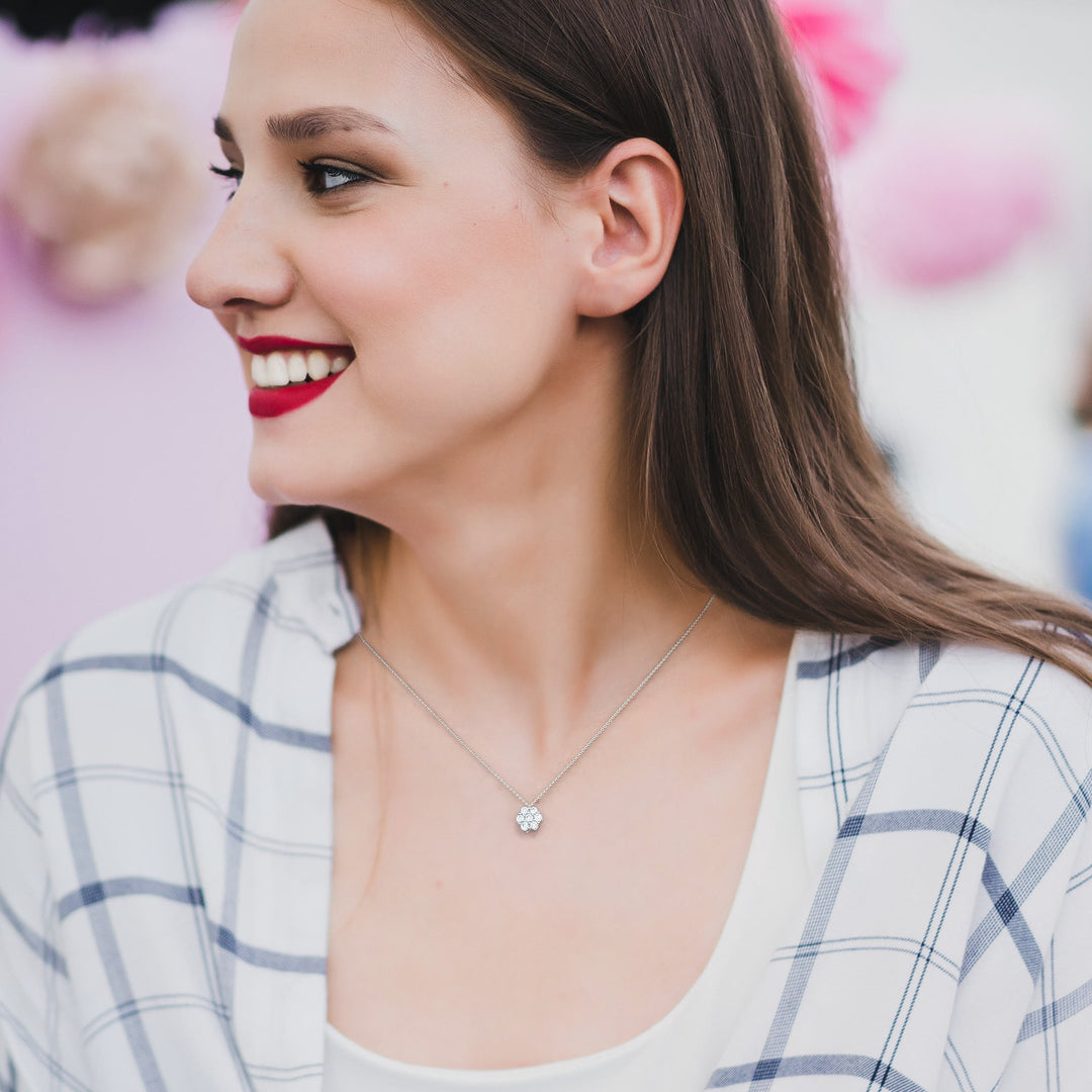 Diamond Flower 2 Tone Pendant