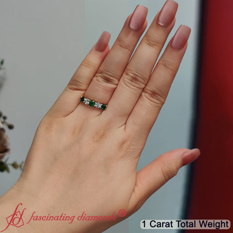 1_Ct._diamond_And_Emerald_Five_Stone_Wedding_Band_In_14K_Yellow_Gold-FD8008ROB-1.00_CT