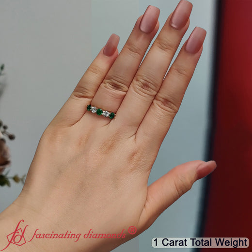 1_Ct._diamond_And_Emerald_Five_Stone_Wedding_Band_In_14K_Yellow_Gold-FD8008ROB-1.00_CT