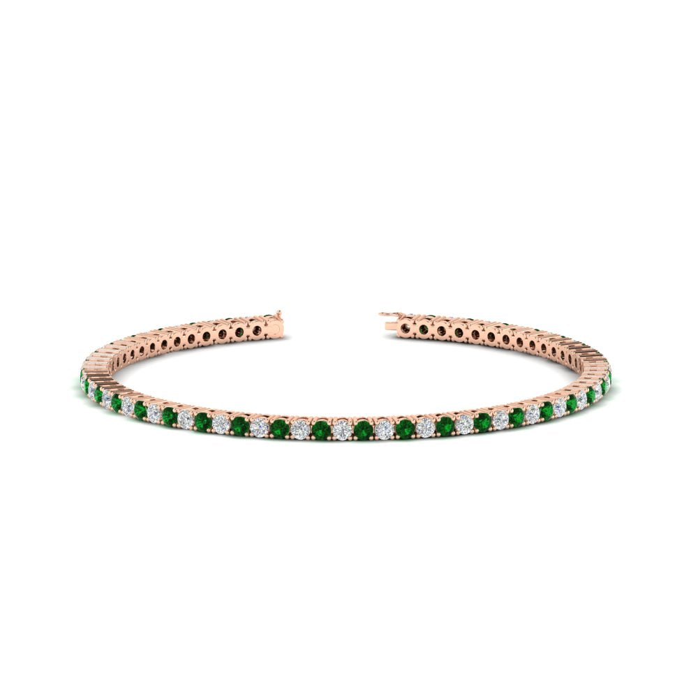 2-Carat-Diamond-Tennis-Bracelet-With-Green-Emerald-In-Rose-Gold-FDBRC8635ROGEMGR-2.00-CT-NL-RG