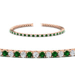 Load image into Gallery viewer, 2-Carat-Diamond-Tennis-Bracelet-With-Green-Emerald-In-Rose-Gold-FDBRC8635ROGEMGRANGLE2-2.00-CT-NL-RG
