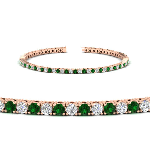 2-Carat-Diamond-Tennis-Bracelet-With-Green-Emerald-In-Rose-Gold-FDBRC8635ROGEMGRANGLE2-2.00-CT-NL-RG