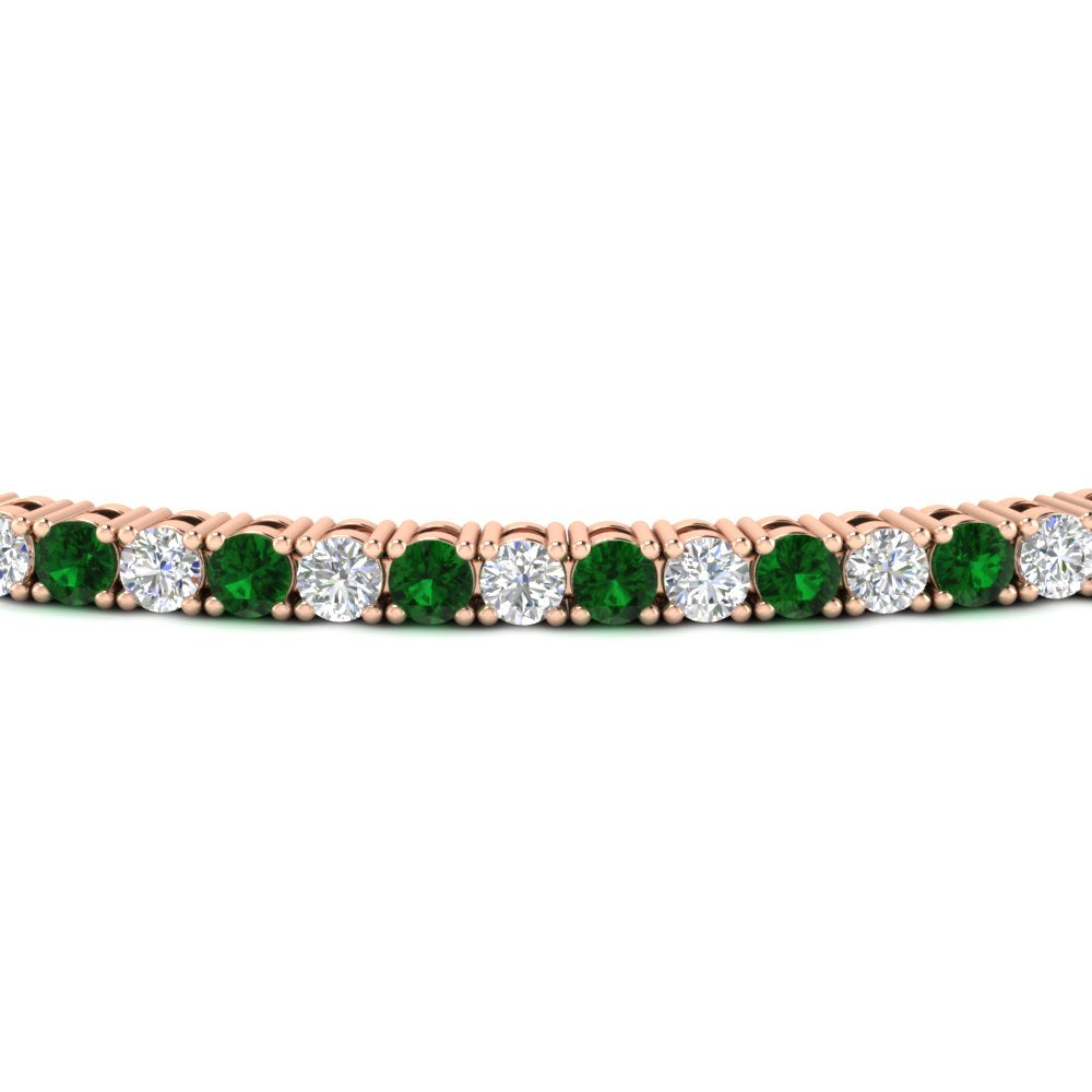2-Carat-Diamond-Tennis-Bracelet-With-Green-Emerald-In-Rose-Gold-FDBRC8635ROGEMGRANGLE5-2.00-CT-NL-RG