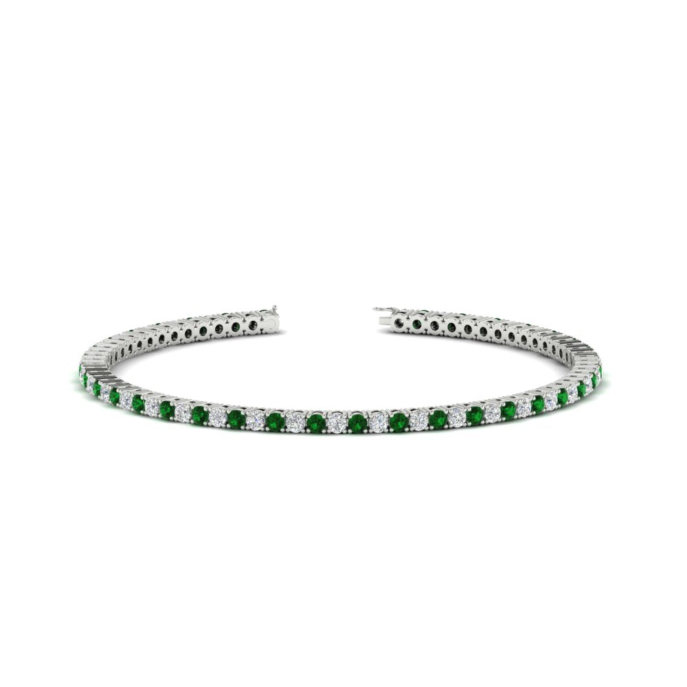 2-Carat-Diamond-Tennis-Bracelet-With-Green-Emerald-In-White-Gold-FDBRC8635ROGEMGR-2.00-CT-NL-WG