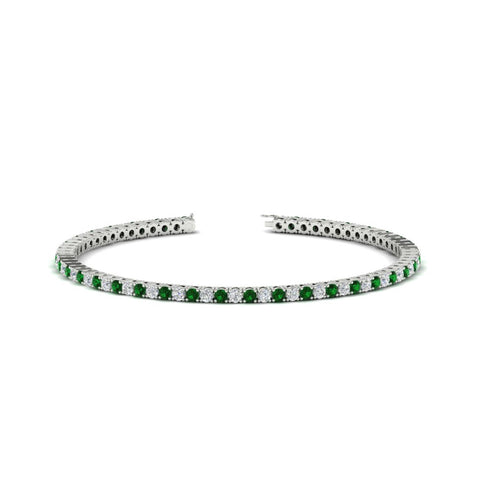 2-Carat-Diamond-Tennis-Bracelet-With-Green-Emerald-In-White-Gold-FDBRC8635ROGEMGR-2.00-CT-NL-WG