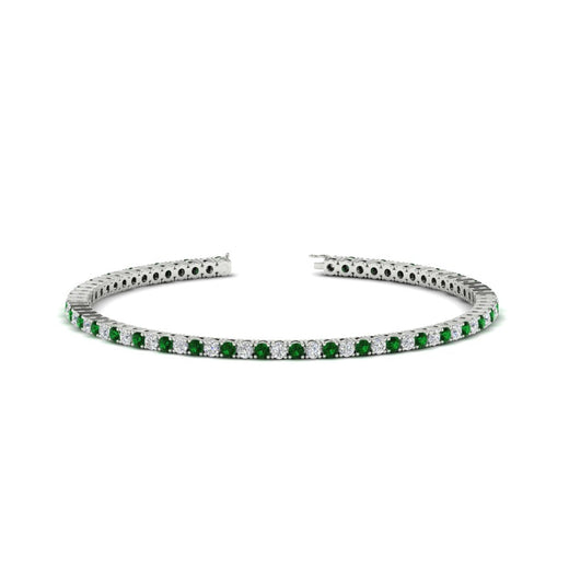 2-Carat-Diamond-Tennis-Bracelet-With-Green-Emerald-In-White-Gold-FDBRC8635ROGEMGR-2.00-CT-NL-WG