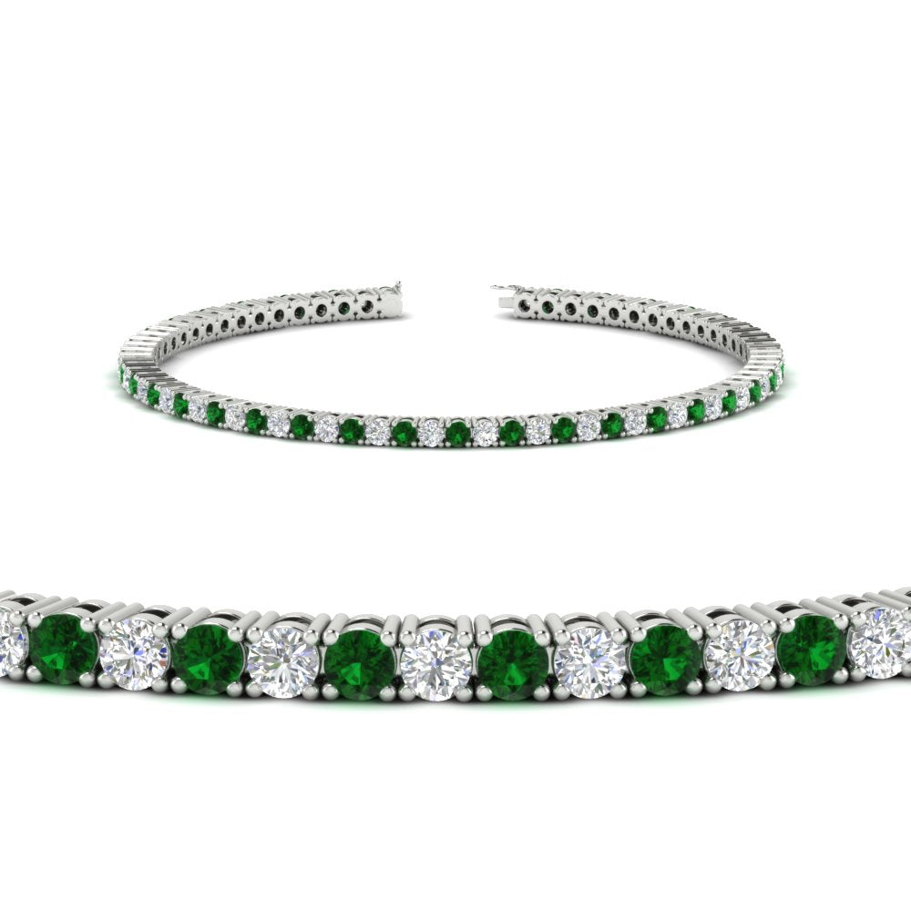 2-Carat-Diamond-Tennis-Bracelet-With-Green-Emerald-In-White-Gold-FDBRC8635ROGEMGRANGLE2-2.00-CT-NL-WG