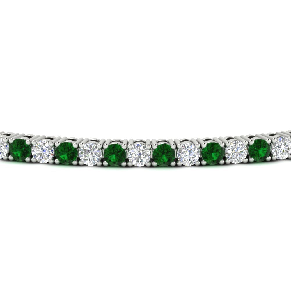 2-Carat-Diamond-Tennis-Bracelet-With-Green-Emerald-In-White-Gold-FDBRC8635ROGEMGRANGLE5-2.00-CT-NL-WG
