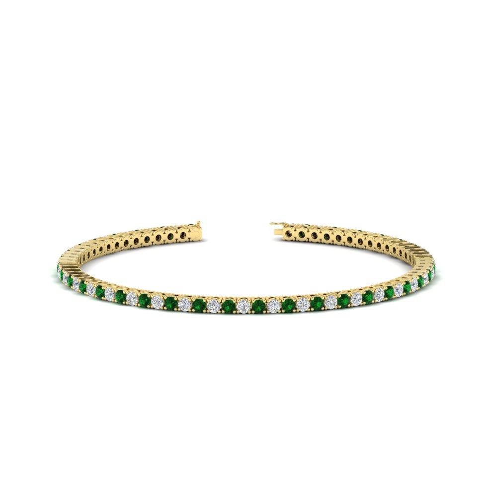 2-Carat-Diamond-Tennis-Bracelet-With-Green-Emerald-In-Yellow-Gold-FDBRC8635ROGEMGR-2.00-CT-NL-YG