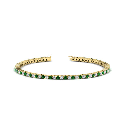 2-Carat-Diamond-Tennis-Bracelet-With-Green-Emerald-In-Yellow-Gold-FDBRC8635ROGEMGR-2.00-CT-NL-YG