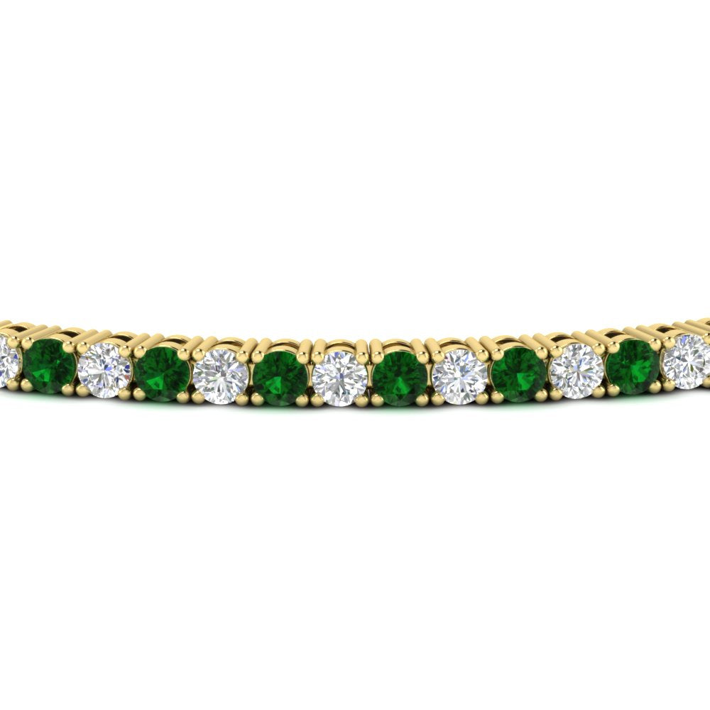 2-Carat-Diamond-Tennis-Bracelet-With-Green-Emerald-In-Yellow-Gold-FDBRC8635ROGEMGRANGLE5-2.00-CT-NL-YG