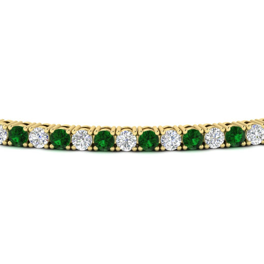 2-Carat-Diamond-Tennis-Bracelet-With-Green-Emerald-In-Yellow-Gold-FDBRC8635ROGEMGRANGLE5-2.00-CT-NL-YG