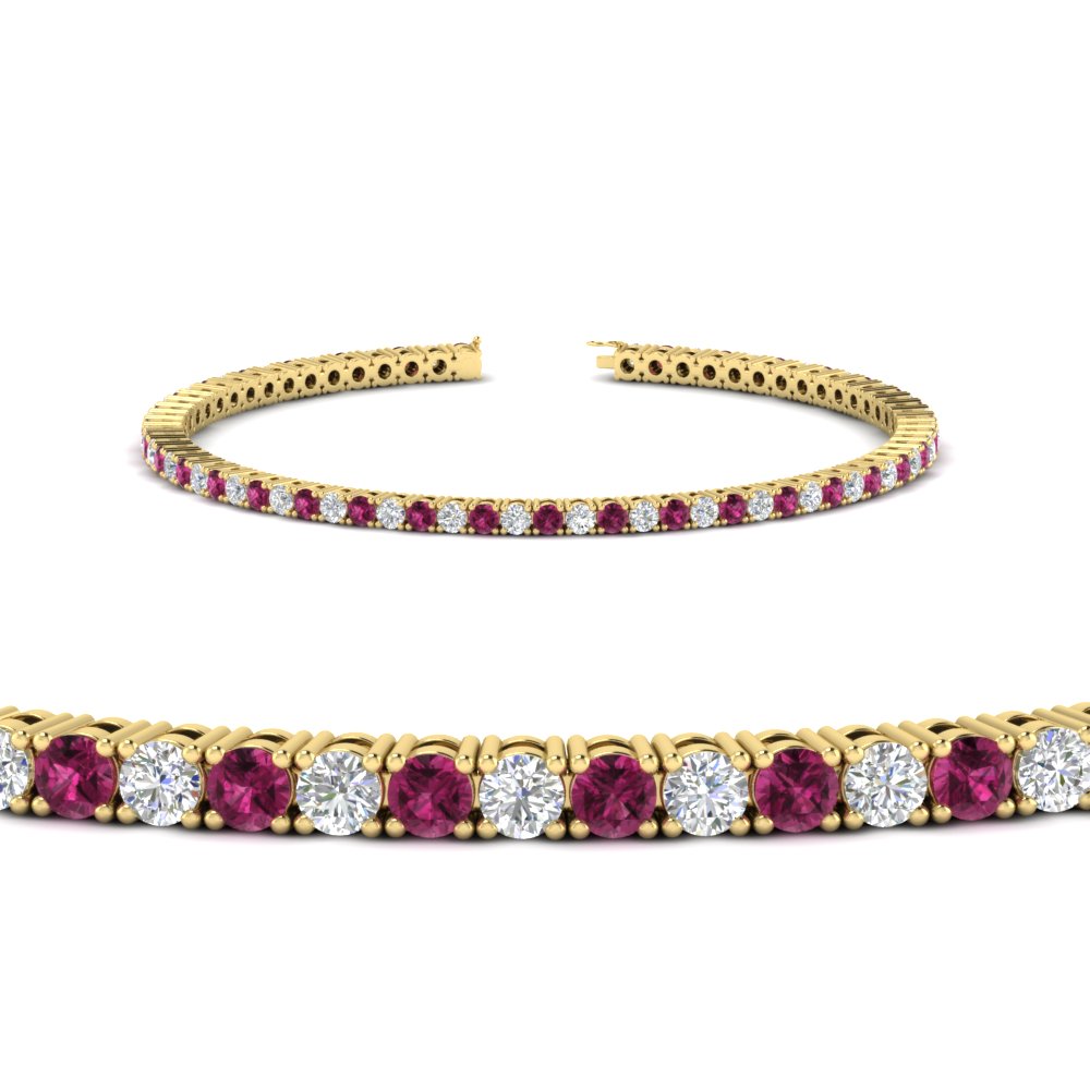 2-Carat-Diamond-Tennis-Bracelet-With-Pink-Sapphire-In-Yellow-Gold-FDBRC8635ROGSADRPIANGLE2-2.00-CT-NL-YG