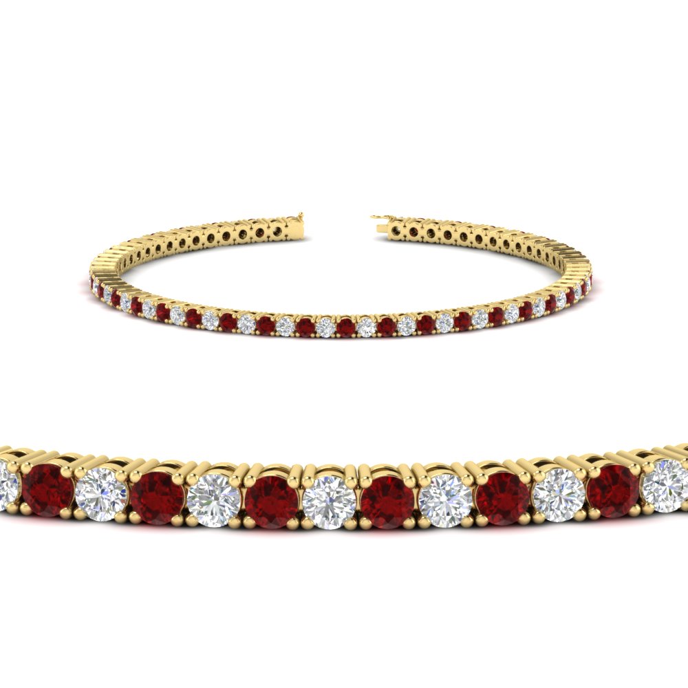2-Carat-Diamond-Tennis-Bracelet-With-Red-Ruby-In-Yellow-Gold-FDBRC8635ROGRUDRANGLE2-2.00-CT-NL-YG