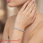 Load image into Gallery viewer, 2-Row-Round-Tennis-Bracelet-white-gold-fdbrc9701-model
