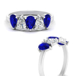 Load image into Gallery viewer, 2-carat-5-stone-wedding-band-blue-sapphire-teardrop-white-gold-FD8294B-0.40CTGSABLANGLE3-NL-WG
