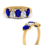 Load image into Gallery viewer, 2-carat-5-stone-wedding-band-blue-sapphire-teardrop-yellow-gold-FD8294B-0.40CTGSABLANGLE3-NL-YG
