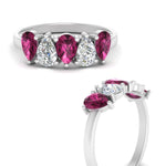 Load image into Gallery viewer, 2-carat-5-stone-wedding-band-pink-sapphire-teardrop-white-gold-FD8294B-0.40CTGSADRPIANGLE3-NL-WG

