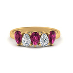 Load image into Gallery viewer, 2-carat-5-stone-wedding-band-pink-sapphire-teardrop-yellow-gold-FD8294B-0.40CTGSADRPIANGLE3-NL-YG
