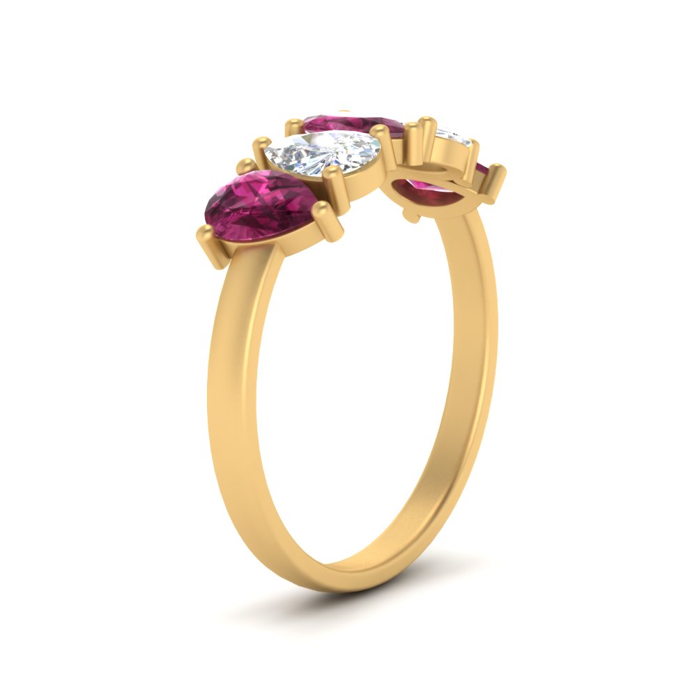 2-carat-5-stone-wedding-band-pink-sapphire-teardrop-yellow-gold-FD8294B-0.40CTGSADRPIANGLE3-NL-YG