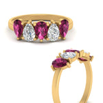 Load image into Gallery viewer, 2-carat-5-stone-wedding-band-pink-sapphire-teardrop-yellow-gold-FD8294B-0.40CTGSADRPIANGLE3-NL-YG
