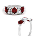 Load image into Gallery viewer, 2-carat-5-stone-wedding-band-ruby-teardrop-white-gold-FD8294B-0.40CTGRUDRANGLE3-NL-WG
