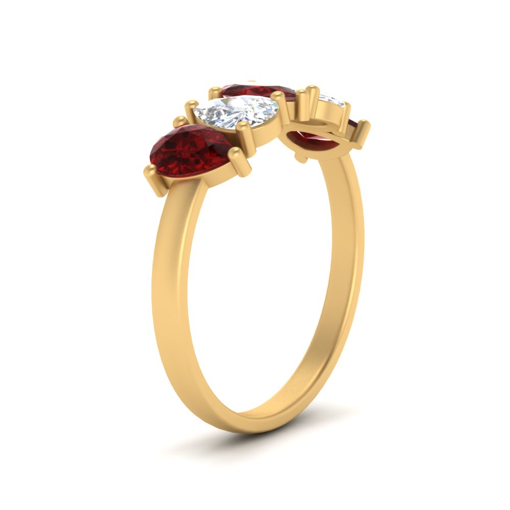 2-carat-5-stone-wedding-band-ruby-teardrop-yellow-gold-FD8294B-0.40CTGRUDRANGLE3-NL-YG