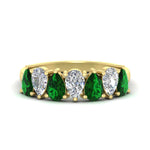 Load image into Gallery viewer, 2-carat-7-seven-stone-emerald-teardrop-wedding-band-in-yellow-gold-fdwb8008pegemgrsleep-2.00ct-nl-yg.jpg