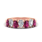 Load image into Gallery viewer, 2-carat-7-seven-stone-pink-sapphire-teardrop-wedding-band-in-rose-gold-fdwb8008pegsadrpisleep-2.00ct-nl-rg.jpg