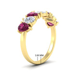 Load image into Gallery viewer, 2-carat-7-seven-stone-pink-sapphire-teardrop-wedding-band-in-yellow-gold-fdwb8008pegsadrpiangle2-2.00ct-nl-yg-hw.jpg