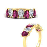 Load image into Gallery viewer, 2-carat-7-seven-stone-pink-sapphire-teardrop-wedding-band-in-yellow-gold-fdwb8008pegsadrpiangle3-2.00ct-nl-yg.jpg