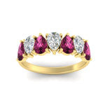 Load image into Gallery viewer, 2-carat-7-seven-stone-pink-sapphire-teardrop-wedding-band-in-yellow-gold-fdwb8008pegsadrpiangle5-2.00ct-nl-yg.jpg
