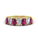 Load image into Gallery viewer, 2-carat-7-seven-stone-pink-sapphire-teardrop-wedding-band-in-yellow-gold-fdwb8008pegsadrpisleep-2.00ct-nl-yg.jpg