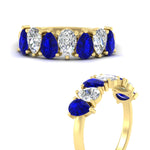 Load image into Gallery viewer, 2-carat-7-seven-stone-sapphire-teardrop-wedding-band-in-yellow-gold-fdwb8008pegsablangle3-2.00ct-nl-yg.jpg