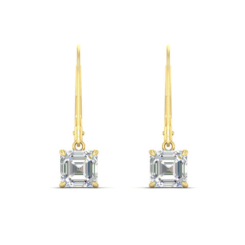 Asscher cut Leverback Drop Earrings