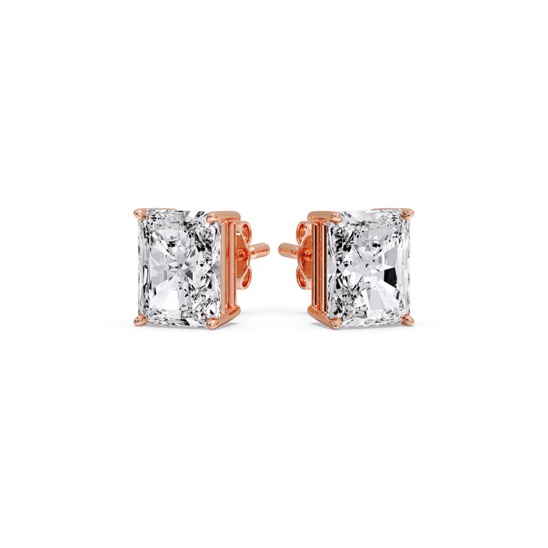 Radiant Diamond Basket Stud Earring