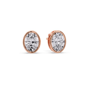 Oval Diamond Bezel Set Solitaire Stud Earrings [IGI Certified]