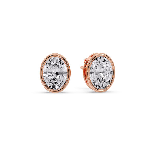 Bezel Stud Earring Oval Diamond