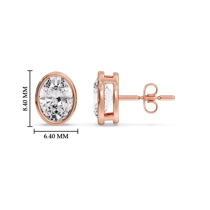 Bezel Stud Earring Oval Diamond