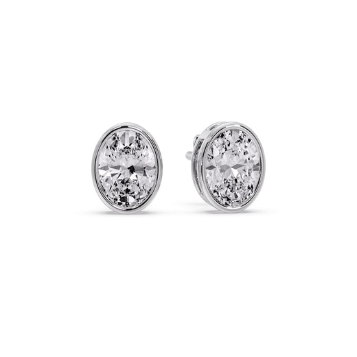 Bezel Stud Earring Oval Diamond