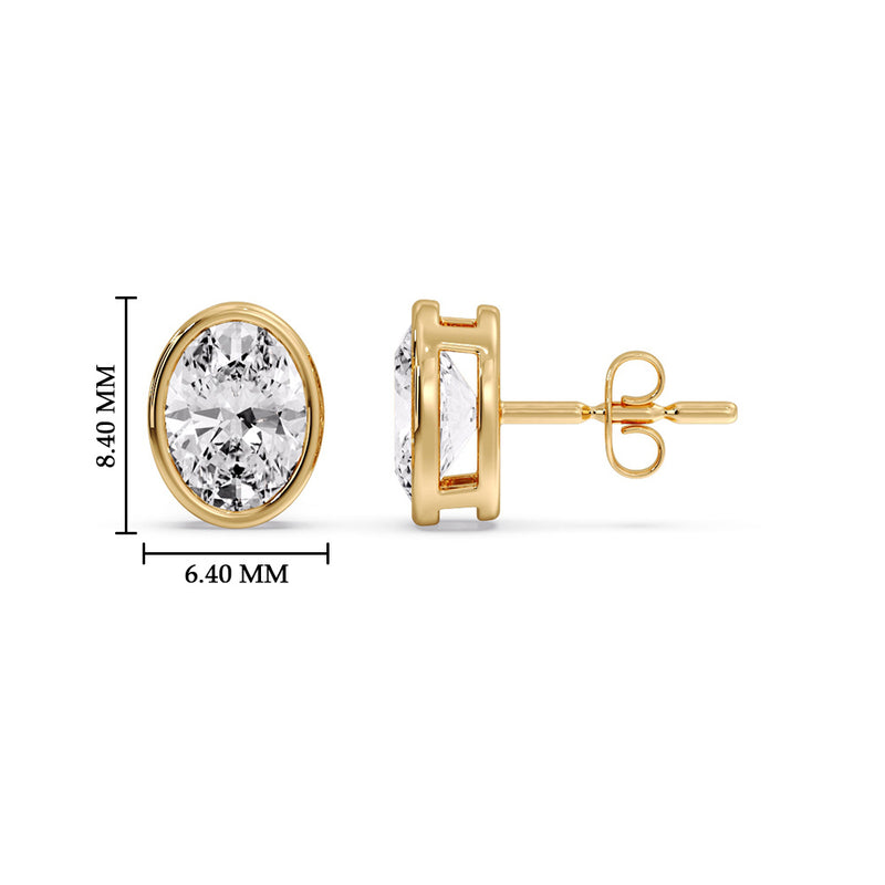 Bezel Stud Earring Oval Diamond