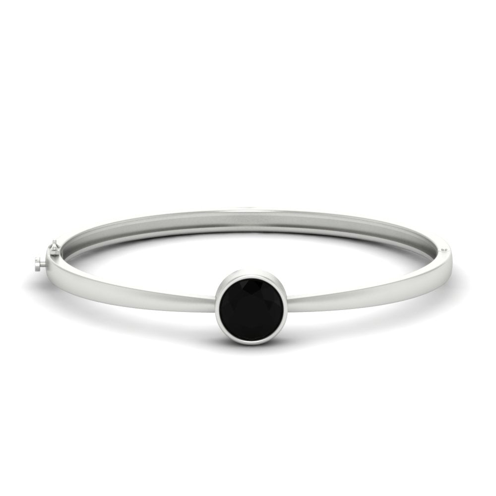 Round Solitaire Bangle Hinged Bracelet