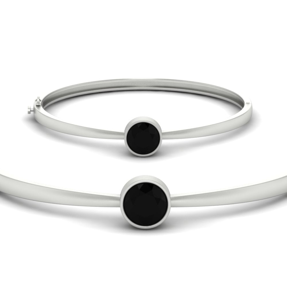 Round Solitaire Bangle Hinged Bracelet