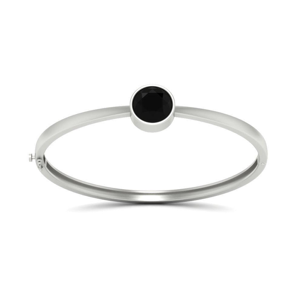 Round Solitaire Bangle Hinged Bracelet