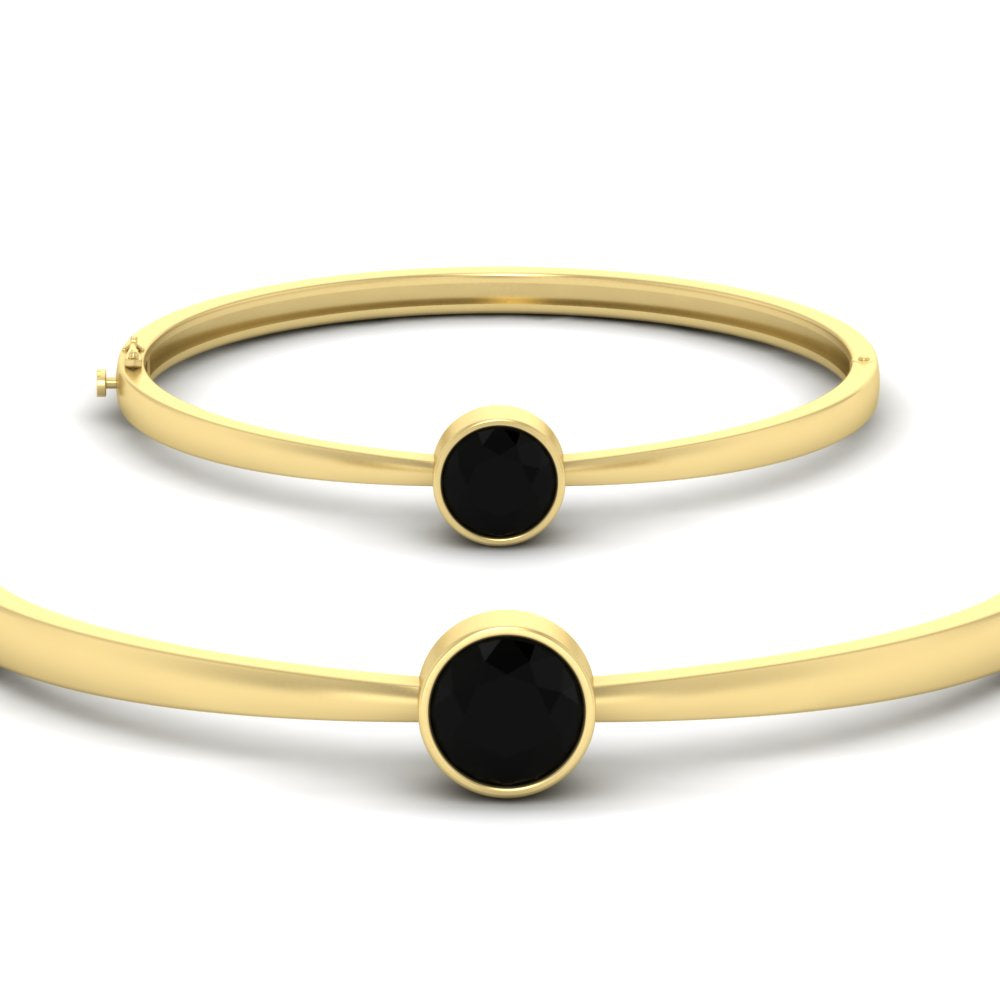 Round Solitaire Bangle Hinged Bracelet