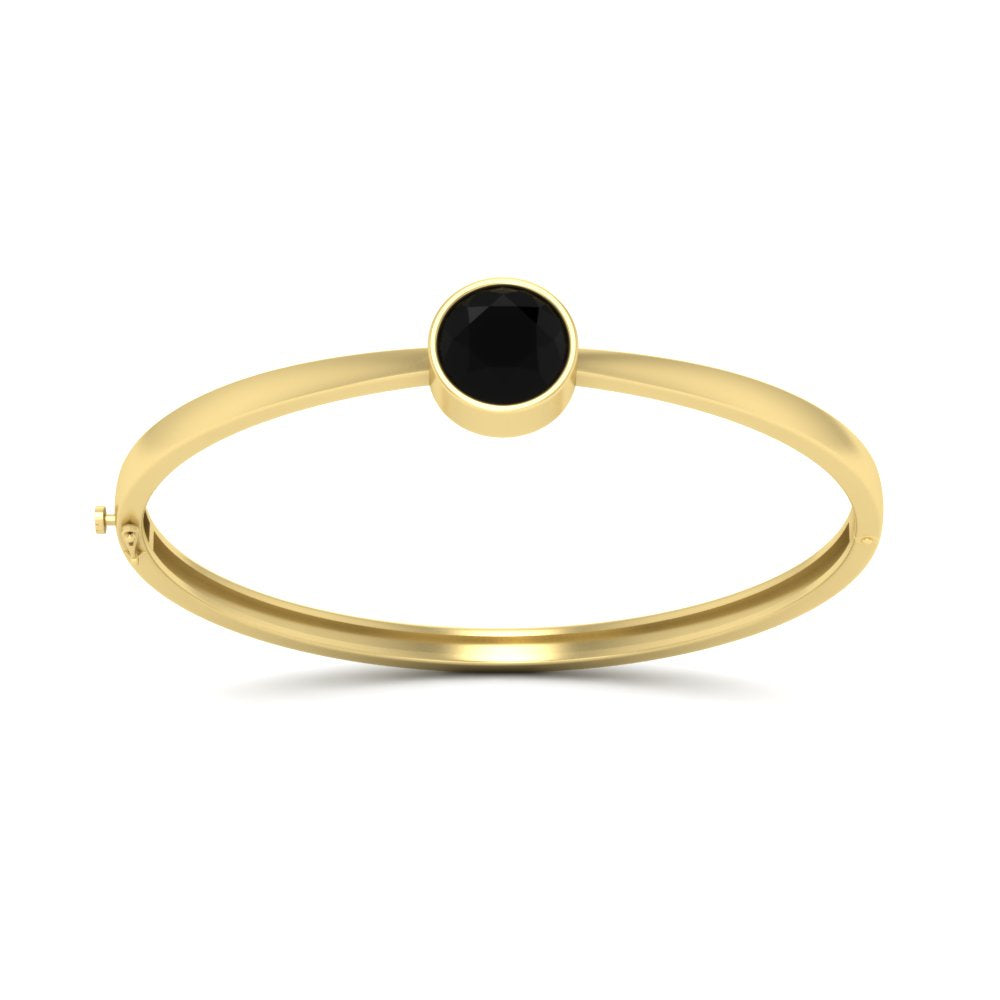Round Solitaire Bangle Hinged Bracelet