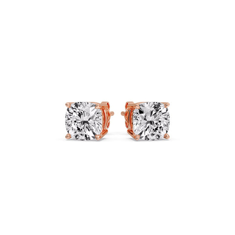 Cushion Diamond Basket Stud Earring