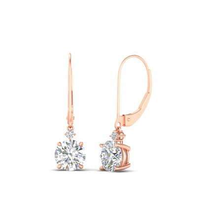 Brilliant Round 2 Stone Leverback Earrings