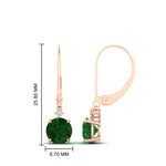 Load image into Gallery viewer, 2-carat-cute-round-cut-diamond-dangle-lever-back-earrings-with-emerald-in-rose-gold-FDEAR11242GEMGR-2.00CT-NL-RG.jpg