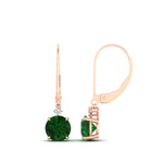 Load image into Gallery viewer, 2-carat-cute-round-cut-diamond-dangle-lever-back-earrings-with-emerald-in-rose-gold-FDEAR11242GEMGR-2.00CT-NL-RG.jpg